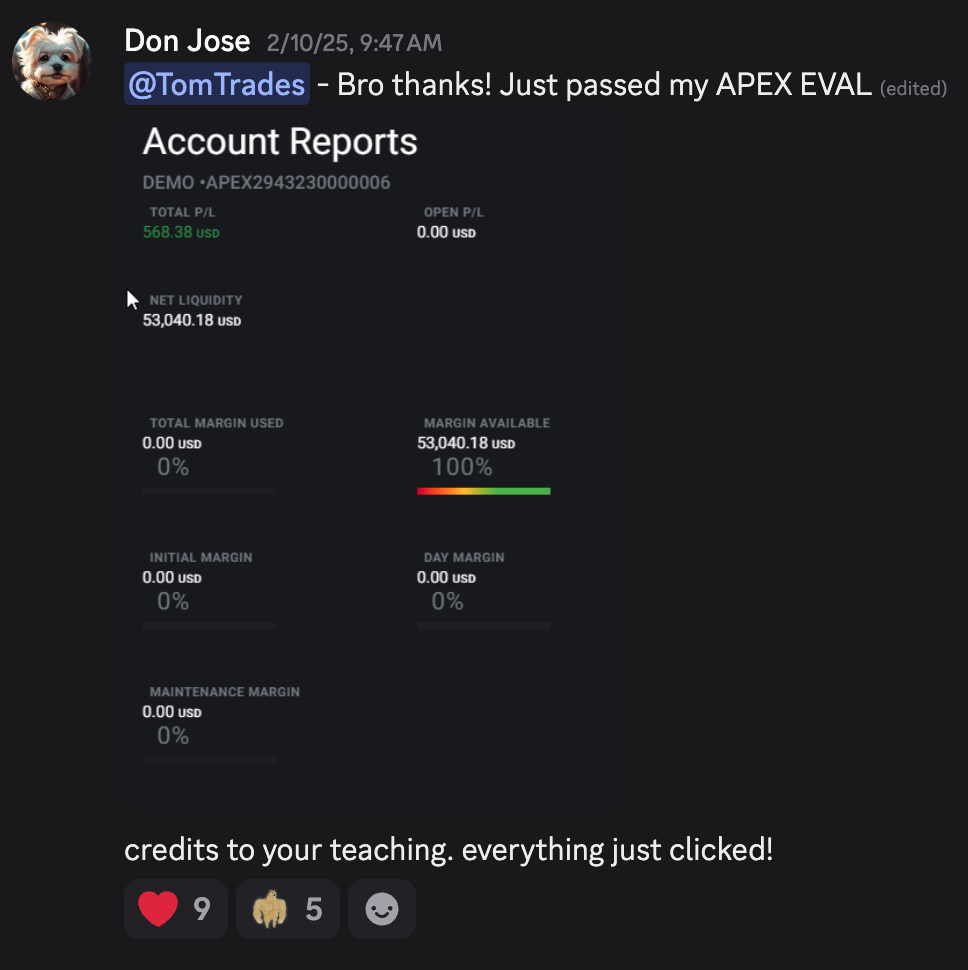 Tom Trades student testimonial 3