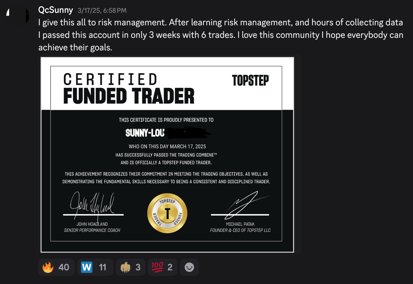 Tom Trades student testimonial 4